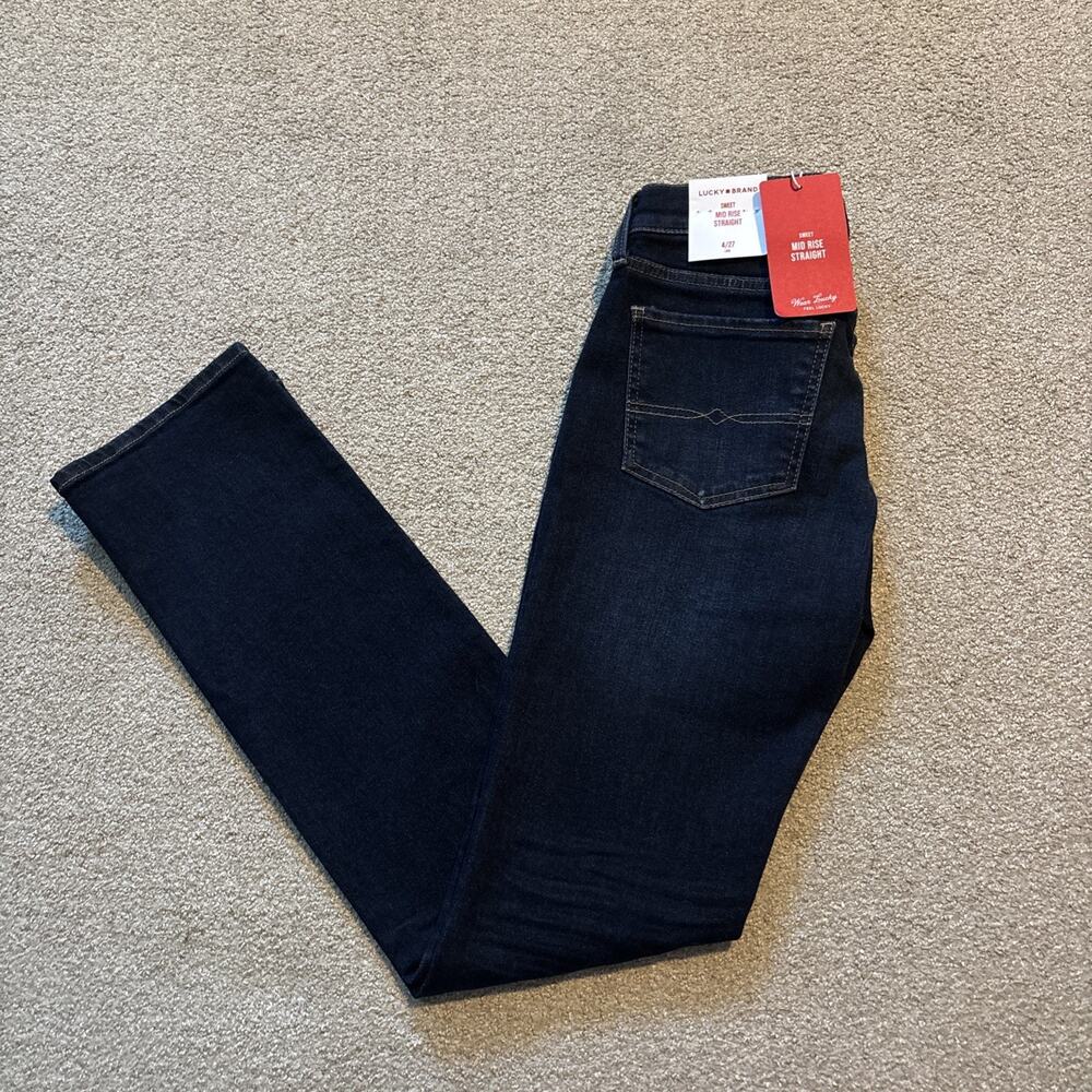 Lucky Brand Stretch Jeans Sweet Mid Rise Straight Dark Blue Women's 4/27L